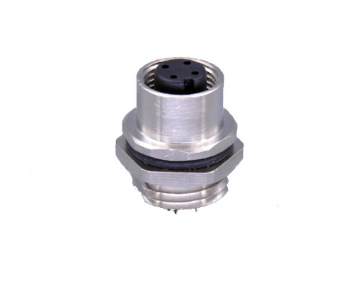 M12 Female Connector, Panel Type Rear Mount, Chassis Side Thread PG9