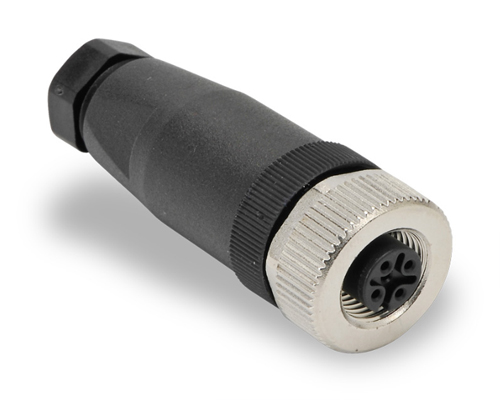 M12 Female Connector, Plastic Shell, Assembly Type PG9 Thread