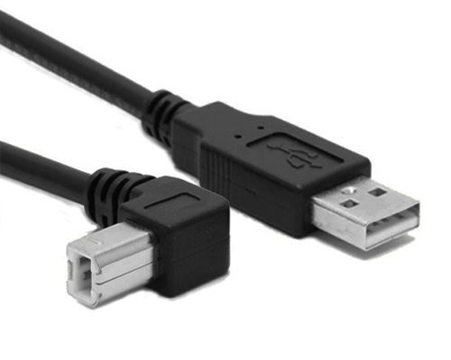 USB 2.0 Printer Cable, Straight A Male to Up angle B male 90 Degree cable