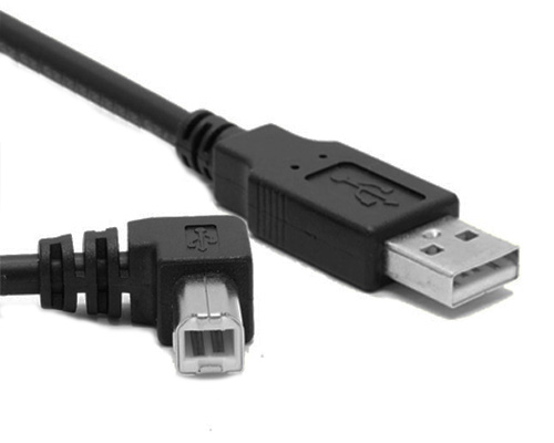 USB 2.0 Printer Data Cable, USB-A Male to Left-angle USB-B Cord set