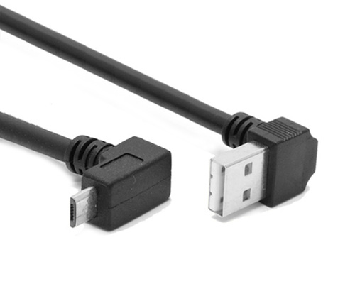 Down Angle USB A Male to Up angled Micro B 90 Degree Cable