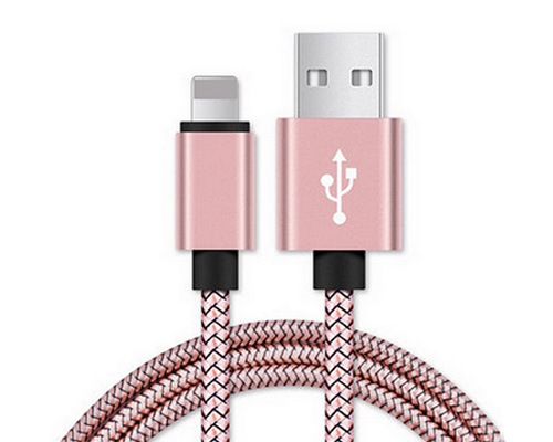 USB iPhone Data and Charging Cable, Nylon braid,Rose Gold
