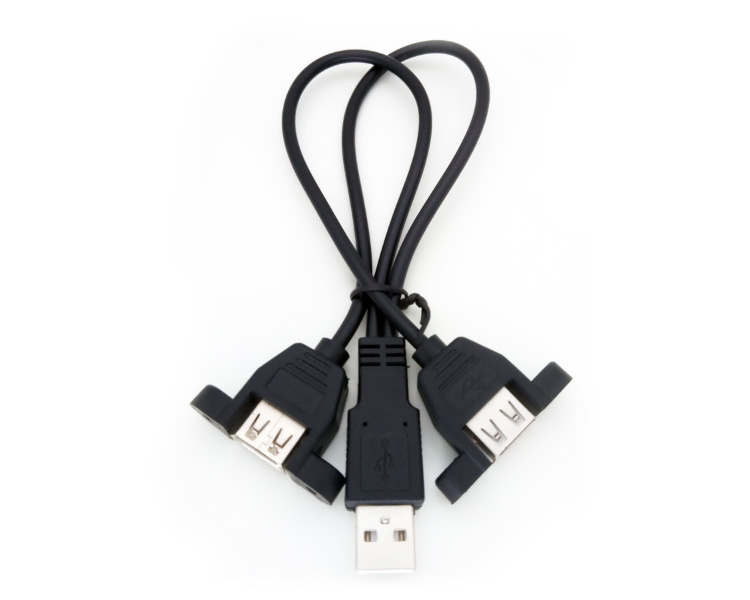 USB 2.0 Y Splitter Hub adapter Cable, A Male Plug to 2 dual USB A Female