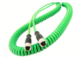 IP67，68 waterproof 4 pin m8 spring cable 