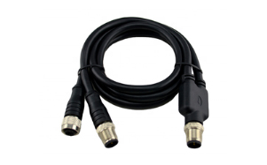 M12 Y splitter 8 pin connector electric cable IP67 waterproof 